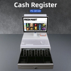 PS-3012D All in One POS System 14 Inch Touchscreen Intel J1900 Built in Thermal Printer Retail Cash Register Machine