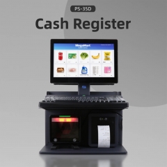 PS-35D All-in-One POS System 14 Inch Dual Screen Cash Register with Built-in 58mm Thermal Printer Windows Linux Compatible