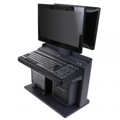 PS-35D All-in-One POS System 14 Inch Dual Screen Cash Register with Built-in 58mm Thermal Printer Windows Linux Compatible