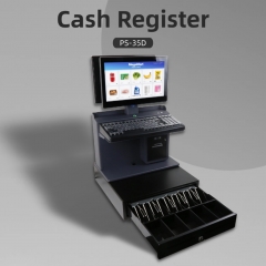 PS-35D All-in-One POS System 14 Inch Dual Screen Cash Register with Built-in 58mm Thermal Printer Windows Linux Compatible