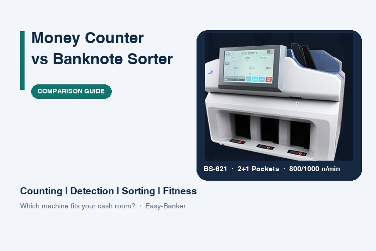 Money counter vs banknote sorter comparison - Easy-Banker BS-621 banknote sorter